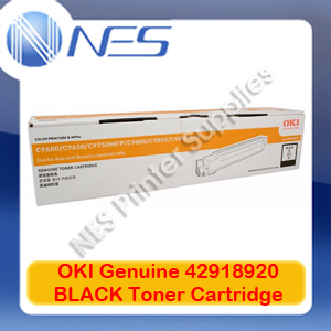OKI Genuine 42918920 BLACK Toner Cartridge for C9600/C9650/C9800/C9850 (15K)